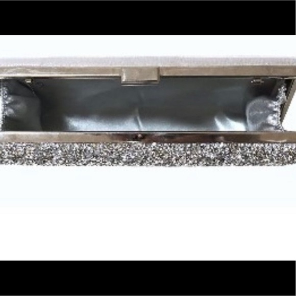 Silver Rhinestone Evening Clutch Bag with short and long strap - Picture 10 of 11